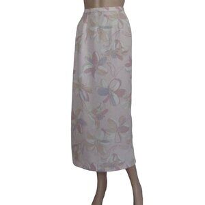Alfred Dunner Skirt 10 Long Straight Midi floral Pastel Pink Peach Purple